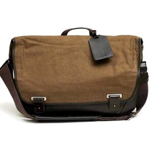 Dunhill Messenger 2WAY Boston bag Shoulder Bag Canvas Leather Brown Used